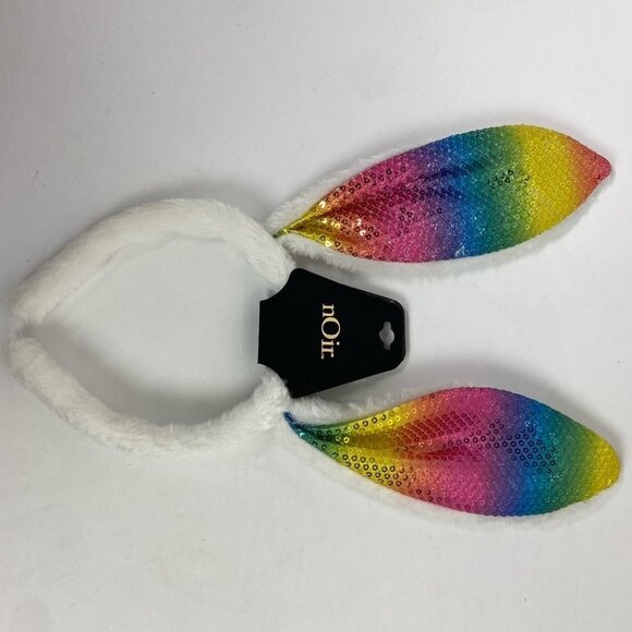 NWT Nordstrom Noir Bunny Ear Headband Sequin Stripe New With Tags Fluffy NEW‎ - Picture 4 of 7